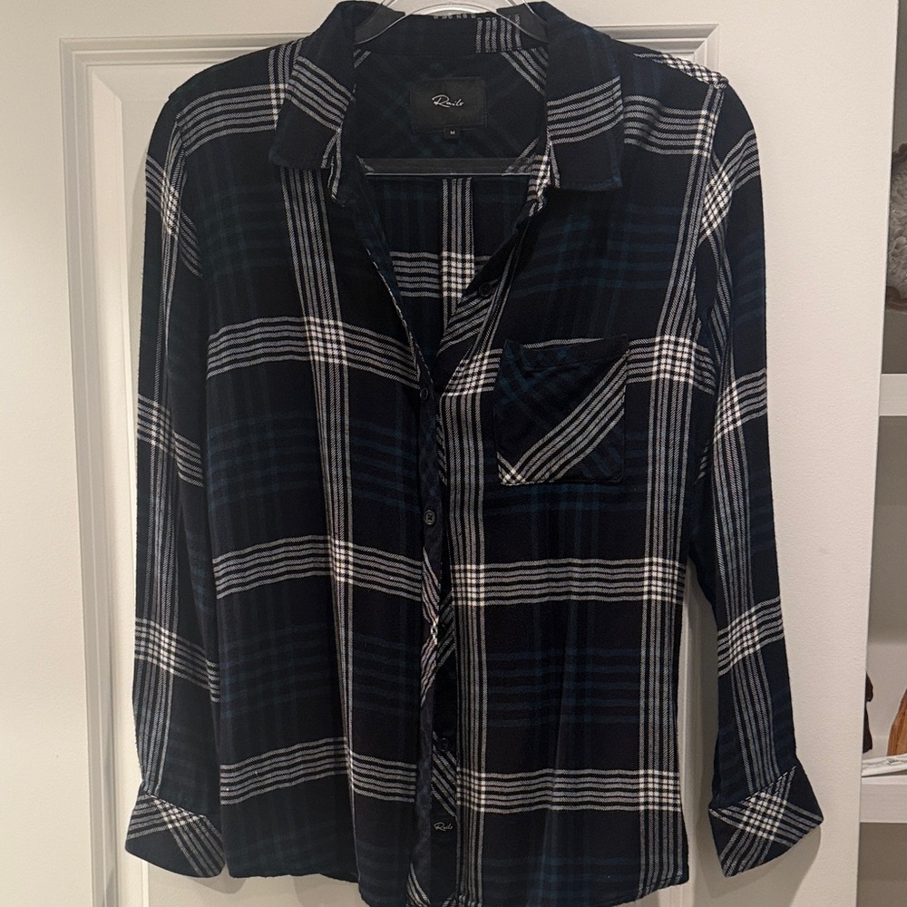 Rails Navy and White Plaid Button Down Shirt